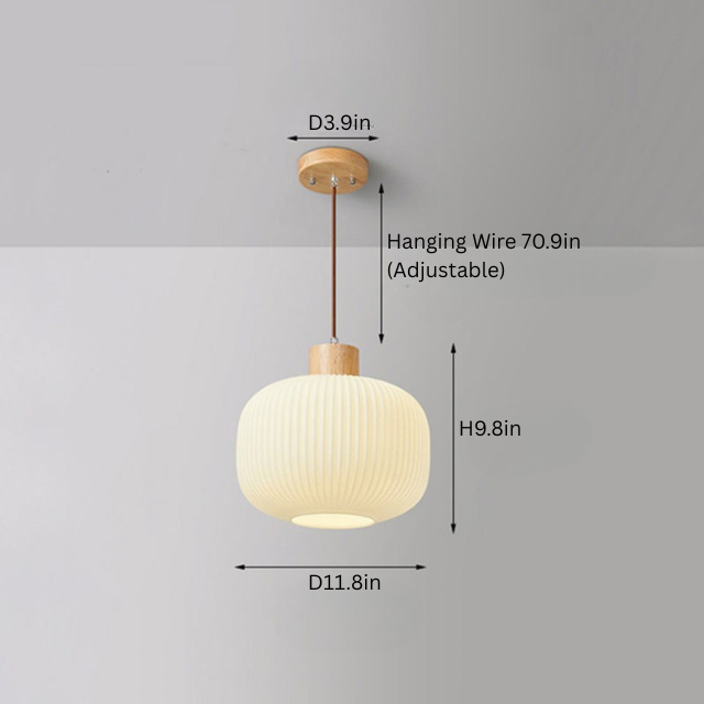 Wood & Glass Pendant Light | 7.9 in or 11.8 in | Modern Wood Glass Cylinder | Brick by Brick