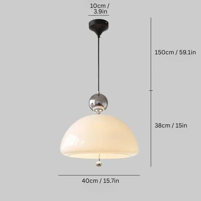 Bauhaus Retro Pendant Lamp | 15.7 x 15 in | Medieval Cream Glass Hanging Light | Nordic Colorful E27 Fixture | Brick by Brick