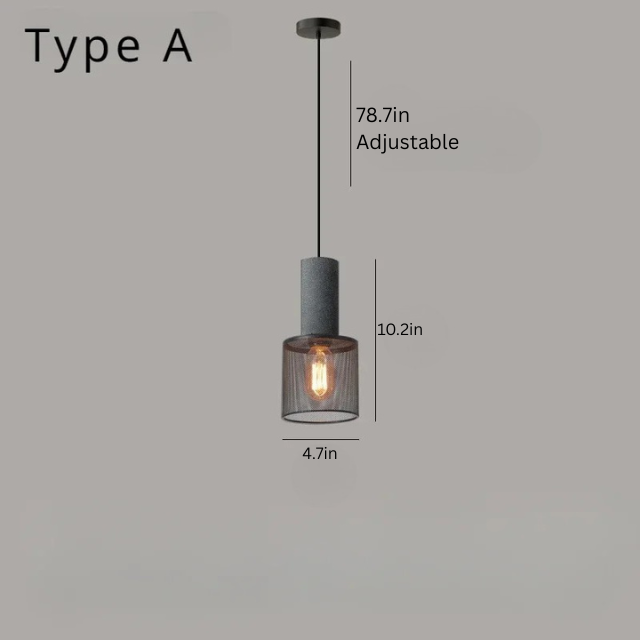 Nordic Industrial Cement Chandelier | H7.9 - 13.8 in | Vintage Iron Pendant Ceiling Light | Brick by Brick