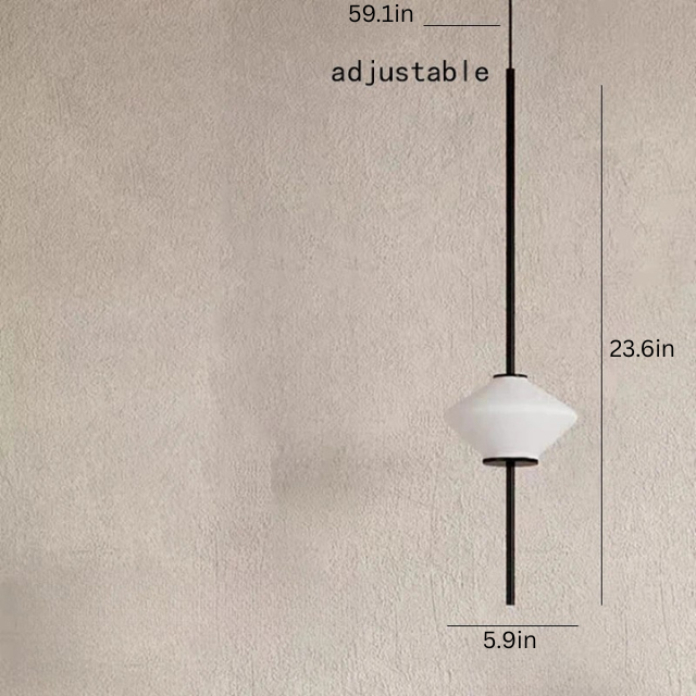 Pendant Light | Modern White Glass | 5.9 x 23.6 in | LED Ceiling Fixture | Art Deco Style | Brick by Brick