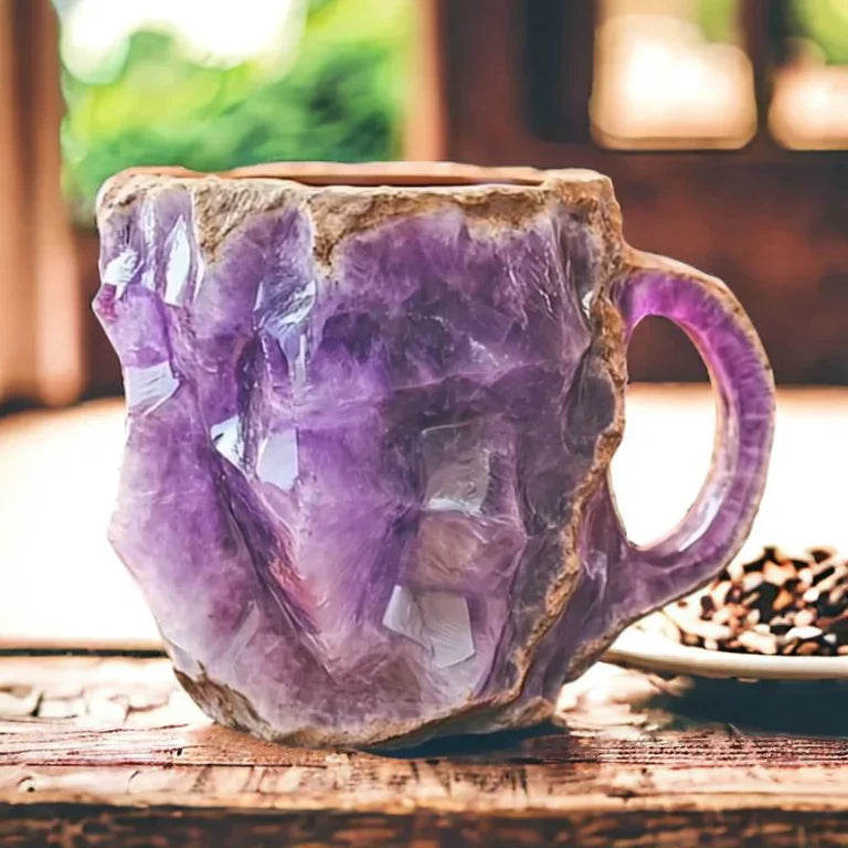 Mineral Crystal Coffee Mugs | Gemstone Texture Glass | Height 2.95 in | 355–444 ml | Brick by Brick