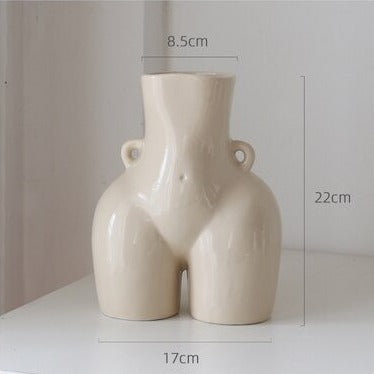 Ceramic Body Vase | Sculptural Accent for Dried Florals | Matte Finish | Compact 5.5" Statement Piece
