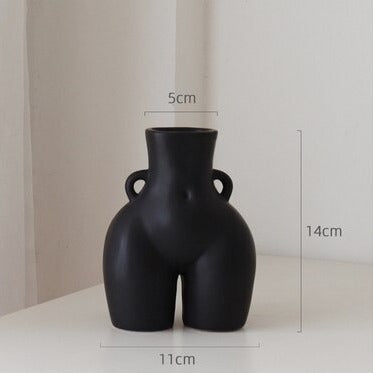 Ceramic Body Vase | Sculptural Accent for Dried Florals | Matte Finish | Compact 5.5" Statement Piece