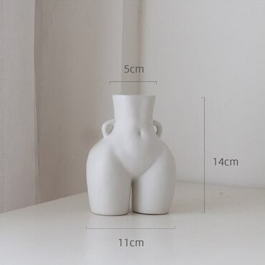 Ceramic Body Vase | Sculptural Accent for Dried Florals | Matte Finish | Compact 5.5" Statement Piece