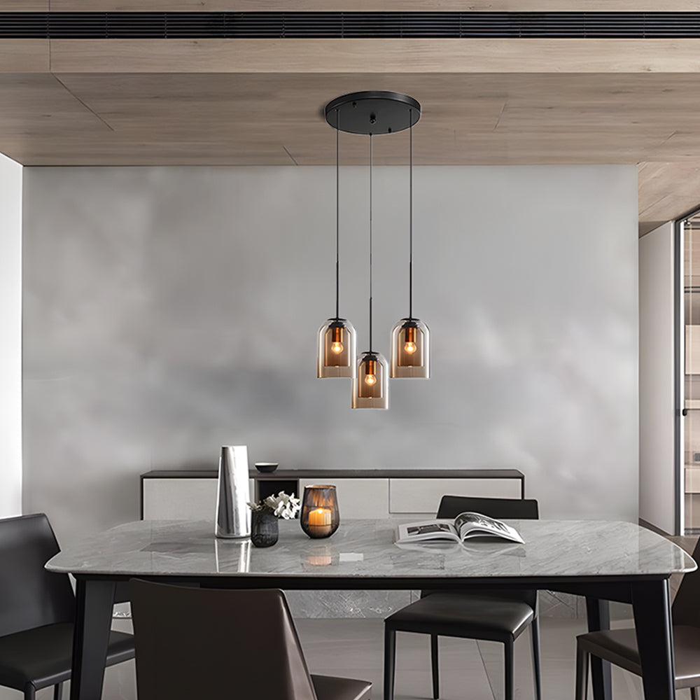 Double Layer Pendant Light | H8.66 in | Modern Glass Ceiling Fixture | Minimalist Small Hanging Lamp | Brick by Brick