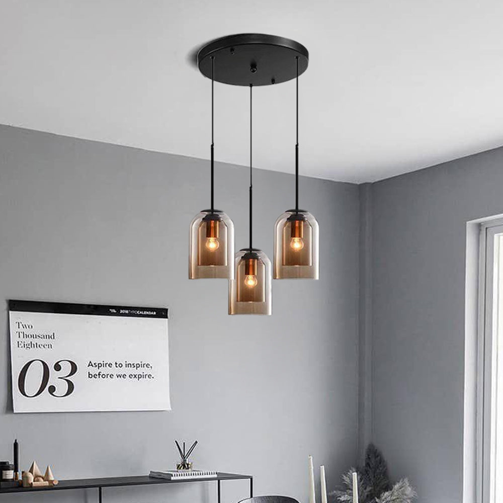 Double Layer Pendant Light | H8.66 in | Modern Glass Ceiling Fixture | Minimalist Small Hanging Lamp | Brick by Brick