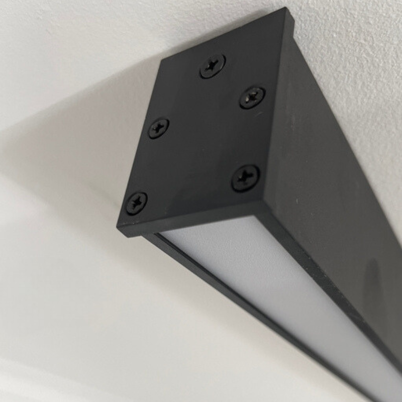 Contemporary LED Linear Ceiling Light | 23.6–47.2 in | Dimmable Flush Mount |Black Metal | Brick by Brick