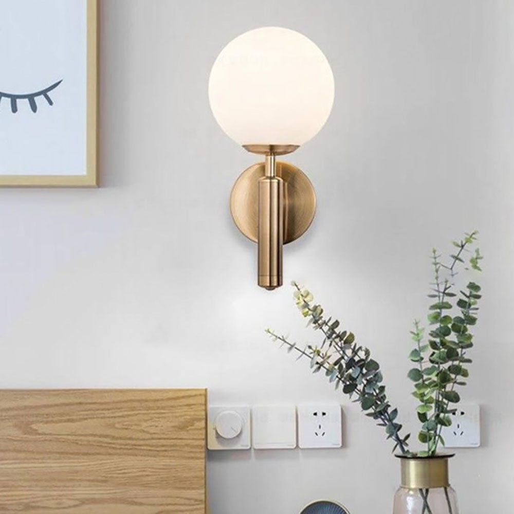 Valentina Vanity Wall Lamp | 5.5 x 6 x 12.5 in | Opalescent Glass Shade | Modern Design | Brick by Brick