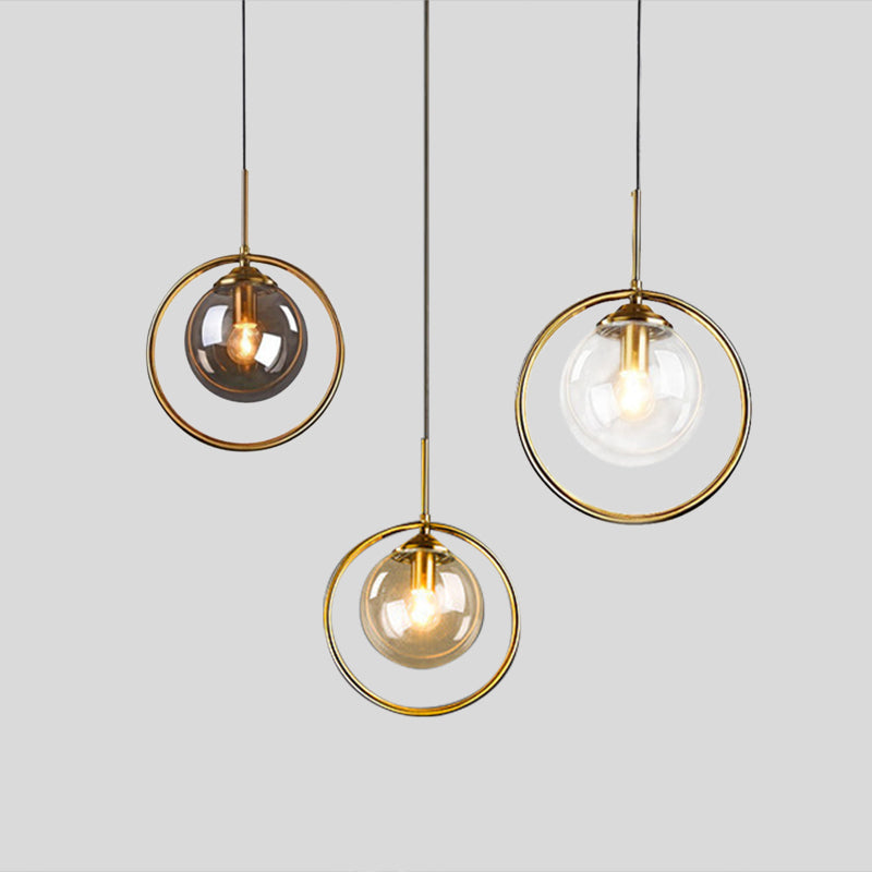 Glass Globe Pendant Lamp | 9.8 x 11.8 in | LED with 3 Light Modes | Elegant Indoor Fixture | Brick by Brick