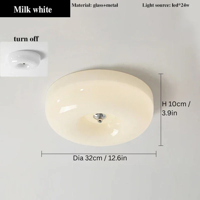 Bauhaus Ceiling Lamp | Dia 12.6 - 18.1 in | Nordic Glass LED Flush Mount Light | Simple Modern Pudding Style | Brick by Brick
