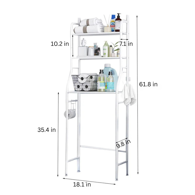 Black Metal Toilet Rack | 3-Tier Over Toilet Storage Organizer | Bathroom Shelf | Brick by Brick