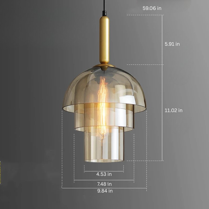 Glass Dome Pendant Light | Ceiling Light Fixture | H7.09-11.02 in | Modern Glass & Metal | Adjustable Hanging | Brick by Brick