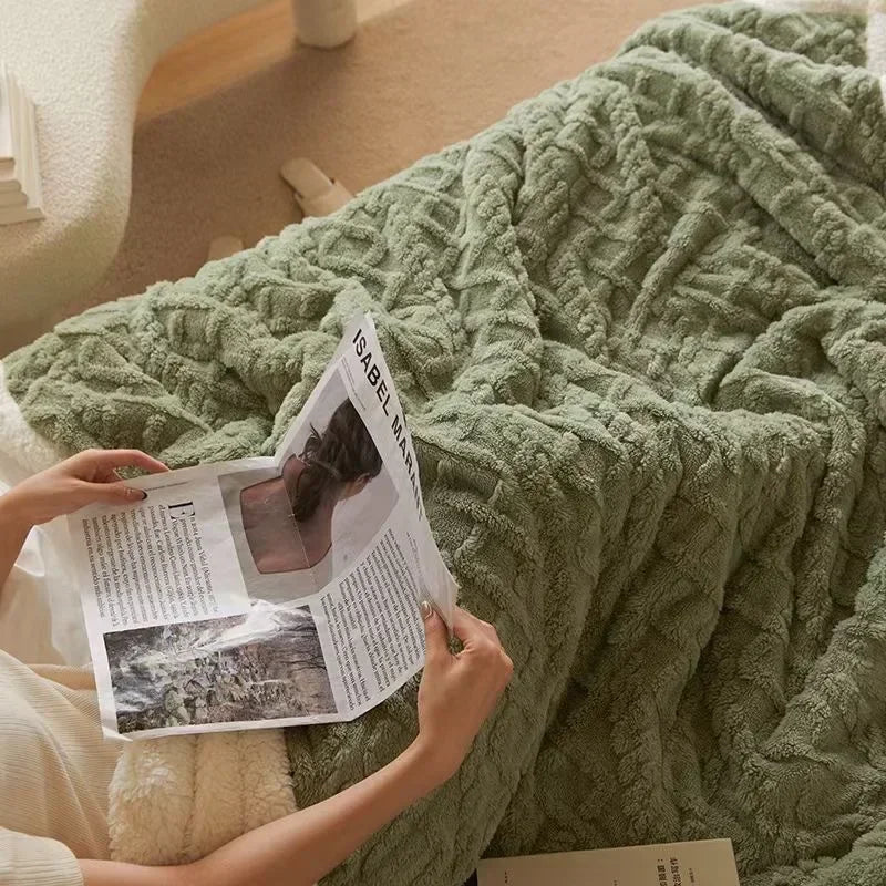 Cozy Lambswool Throw Blanket | Plush Double Layer Fleece | Winter Comfort & Home Décor | Brick by Brick