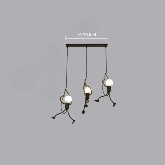 Little Man Iron Chandelier | Modern Creative LED Pendant | Black E27 Flush Mount Light | Brick by Brick