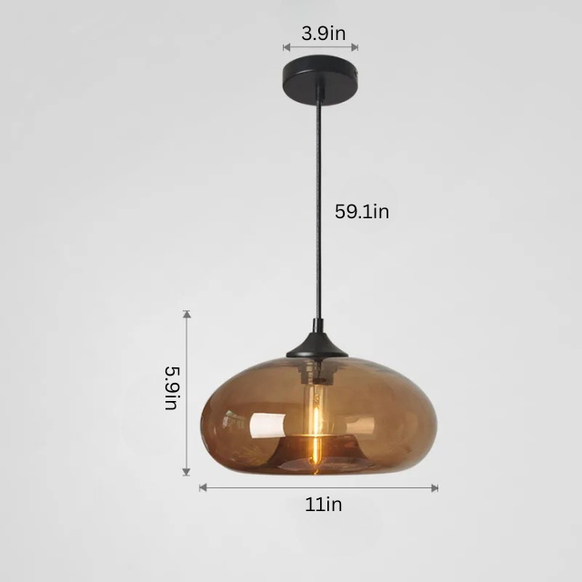 Nordic Glass Pendant Light | 11 x 6 in | Contemporary Hanging Ceiling Lamp | Colorful Fixture | Brick by Brick