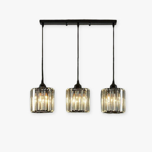 Cylinder Glass Pendant Light | H 33.5 in | Modern Cluster Design | Black/Gold | Indoor Ceiling Fixture | Brick by Brick