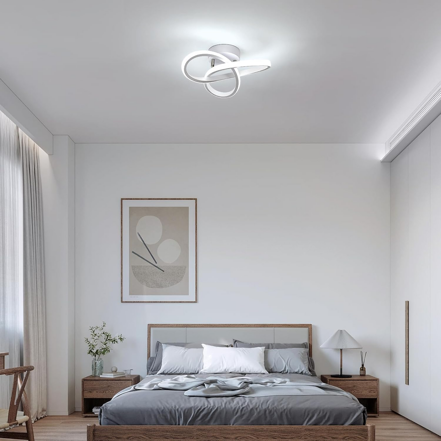 Metal White LED Ceiling Light | Iron & Acrylic | 9.5"–9.8"x4.72"-7.87" | Modern Minimalist Lighting | Brick by Brick