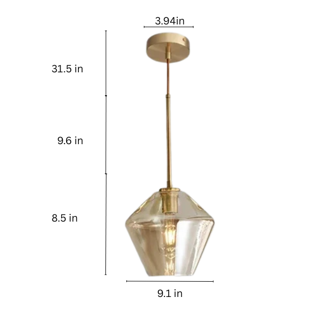 Amber Glass LED Chandelier | Modern Dimmable Pendant Light | Indoor Bedroom Living Room | Brick by Brick