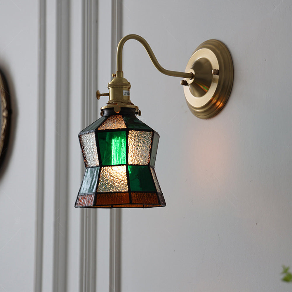 Glass Wall Light | Vintage Brass Sconce | 10.24"-11.02" | Elegant Home Lighting | Brick by Brick