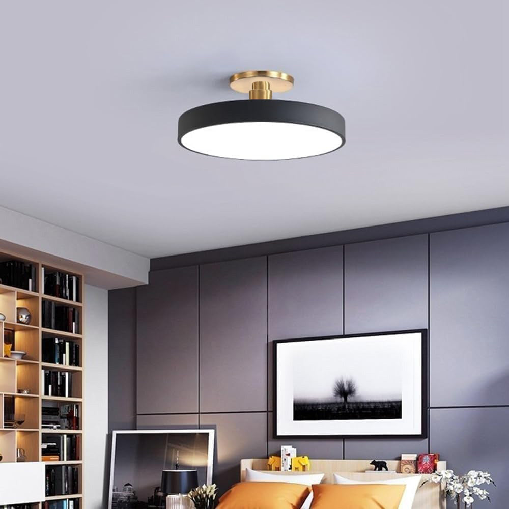 Flush Round Ceiling Light | Modern LED Fixture | Soft Glow | Metal & Acrylic