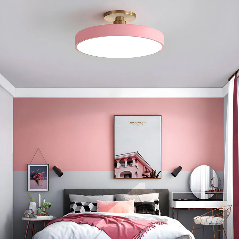 Flush Round Ceiling Light | Modern LED Fixture | Soft Glow | Metal & Acrylic
