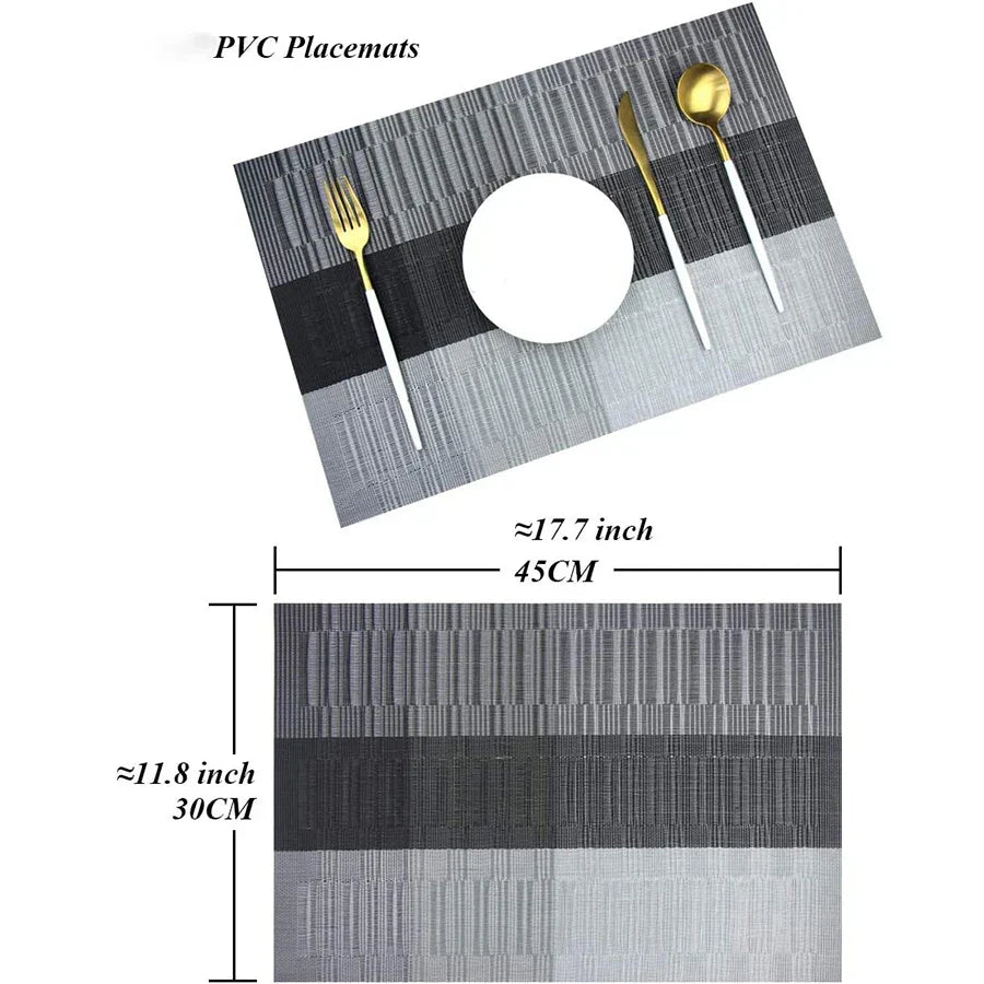 Vinyl Placemats Set | 11.8 x 17.7 in | Heat-Resistant Table Mats | Waterproof Dining Protection | Brick by Brick