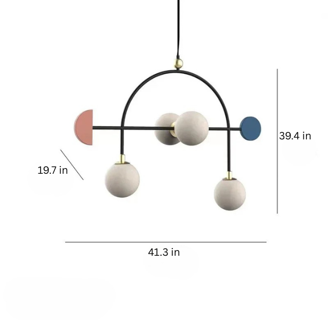 Designer Pendant Lamp | White Glass Art Deco Suspension Light | 4 Bulb Adjustable Hanging Fixture | Brick by Brick