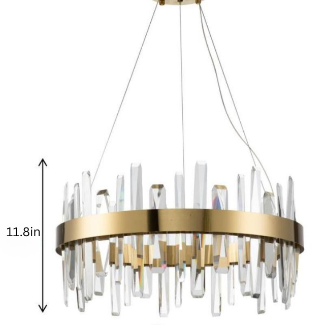 Modern Crystal Chandelier | 31.5" x 11.8" | LED | Gold Plated | Adjustable Pendant | Brick by Brick
