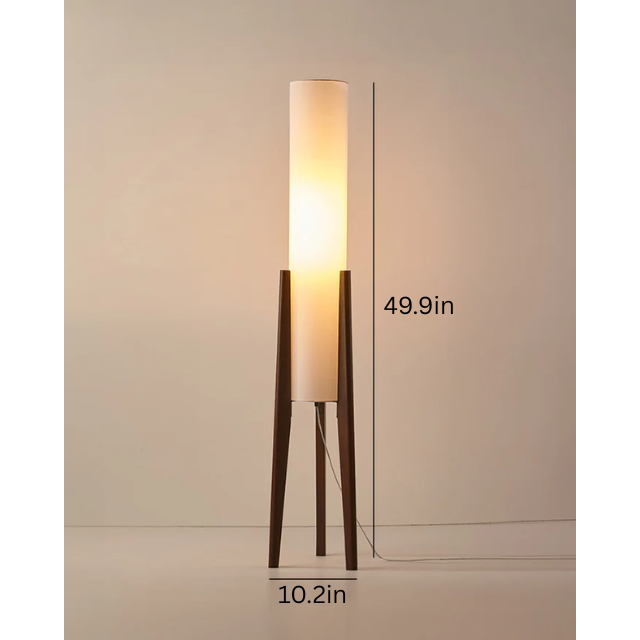 Walnut Floor Lamp | 10.2 x 49.9 in | Solid Wood Artistic Lamp | Scandinavian Design | LED E27 Socket | Brick by Brick