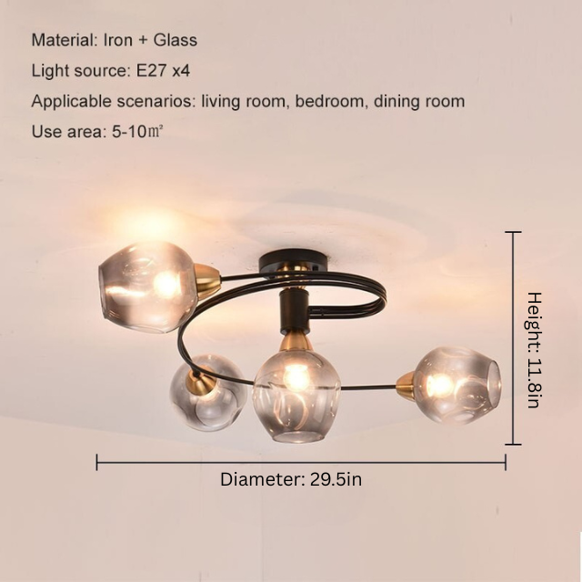 Nordic LED Pendant Chandelier | 29.5 or 36.6 in | Black or Gold Finish | Modern Glass Shade Design | Brick by Brick