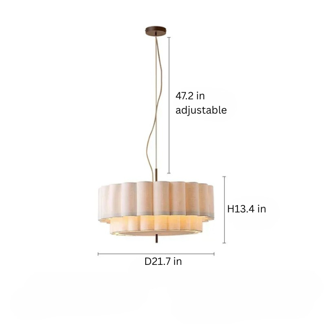 Natural Fabric Pendant Lamp | D 17.7 - 25.6 in | Wabi Sabi Chandelier | Retro Bohemian Style Lighting | Brick by Brick