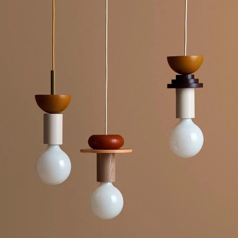 Wooden Block Pendant Light | Colorful Hanging Ceiling Fixture | Modern Industrial Design | Brick by Brick