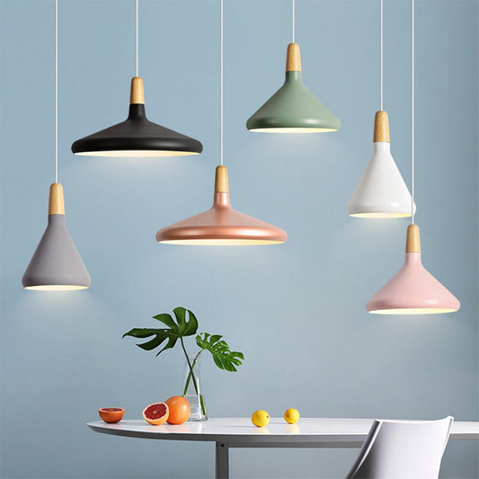Nordic Macaron Pendant Light | Wooden Accent | Minimalist Charm | D7.09"-15.35" | Brick by Brick