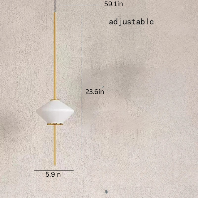 Pendant Light | Modern White Glass | 5.9 x 23.6 in | LED Ceiling Fixture | Art Deco Style | Brick by Brick