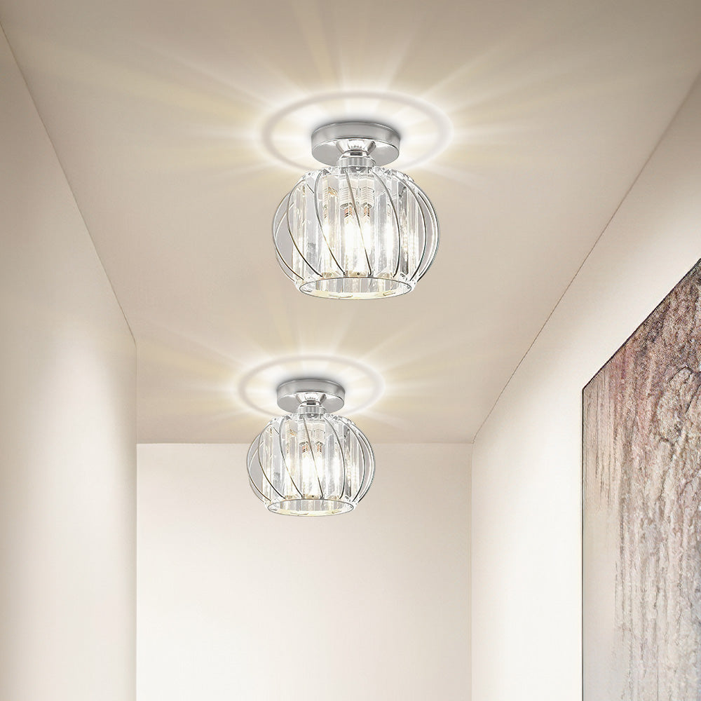 Modern Black Cage Ceiling Light | Iron Frame with Clear Glass Panels | E27 Bulb | Brick by Brick