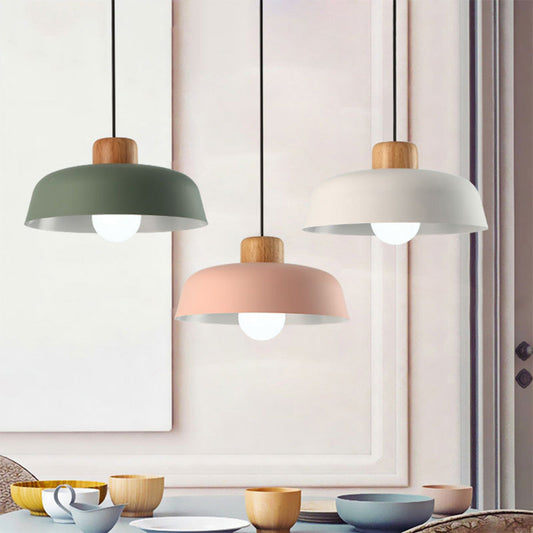 Nordic Creative Pendant Lamp | Natural Wood & Aluminum | Modern Home Lighting | 11.81 x 5.51 in | Brick by Brick
