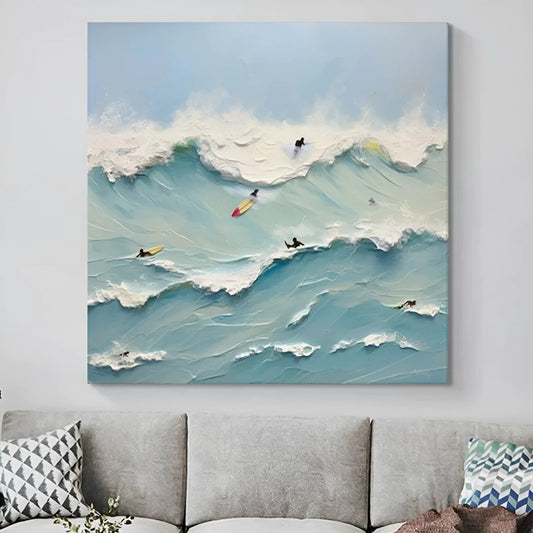 Ocean Riders Wall Art | 23 - 63 in | Textured Plaster Seascape Art | Coastal Wall Decor | Brick by Brick