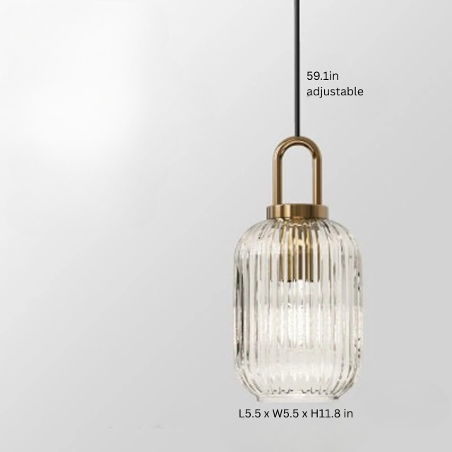 Glass Pendant Light | Modern Hanging Lamp | Clear Glass | E27 Bulb Fixture | Indoor Ceiling Lighting | Brick by Brick