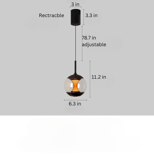 LED Glass Pendant Light | 6.3 x 11.2 in | White Shade | Dimmable with Remote | Adjustable Lighting | Brick by Brick
