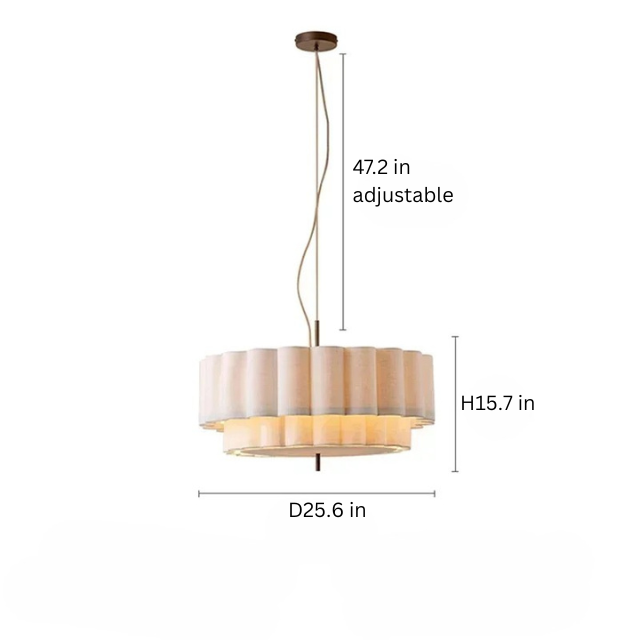 Natural Fabric Pendant Lamp | D 17.7 - 25.6 in | Wabi Sabi Chandelier | Retro Bohemian Style Lighting | Brick by Brick
