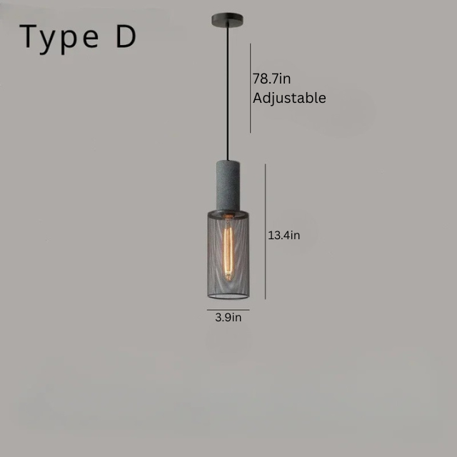 Nordic Industrial Cement Chandelier | H7.9 - 13.8 in | Vintage Iron Pendant Ceiling Light | Brick by Brick