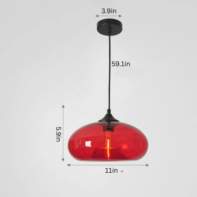 Nordic Glass Pendant Light | 11 x 6 in | Contemporary Hanging Ceiling Lamp | Colorful Fixture | Brick by Brick