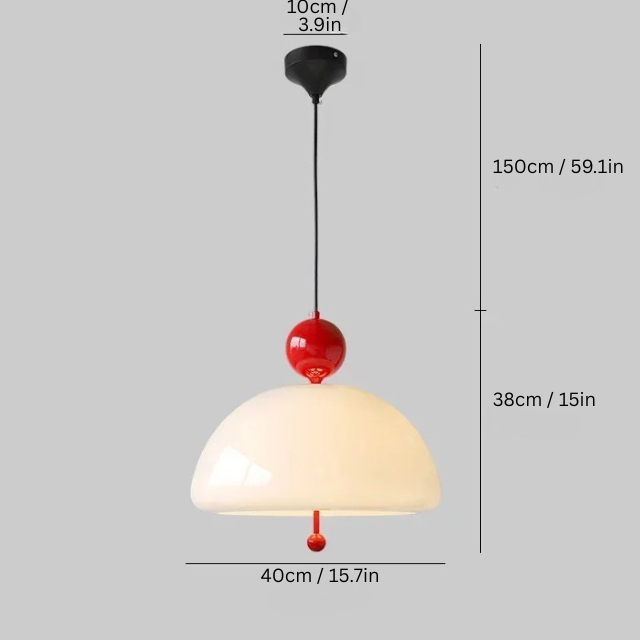 Bauhaus Retro Pendant Lamp | 15.7 x 15 in | Medieval Cream Glass Hanging Light | Nordic Colorful E27 Fixture | Brick by Brick