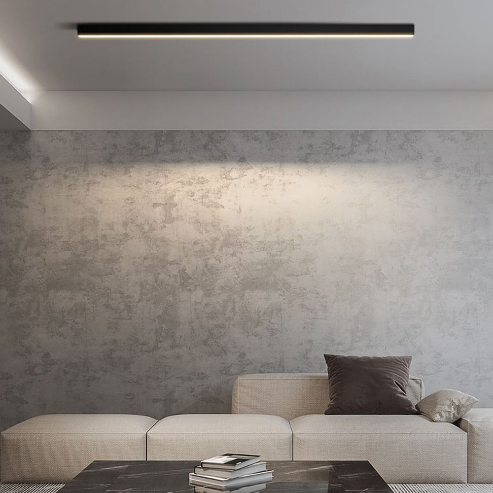 Contemporary LED Linear Ceiling Light | 23.6–47.2 in | Dimmable Flush Mount |Black Metal | Brick by Brick