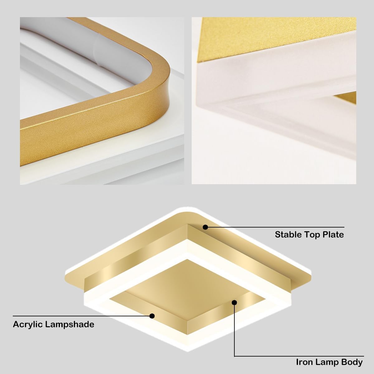 Square LED Ceiling Light | 24W | Modern Flush Mount | 2.76"x7.87" | Brick by Brick