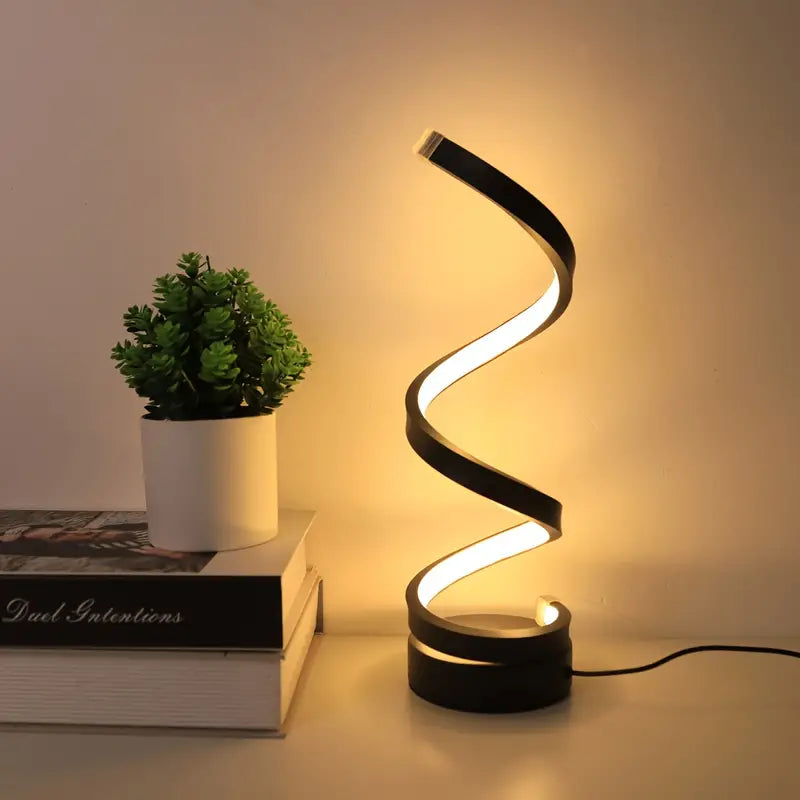 Modern Spiral Table Lamp | Dimmable LED | 15.7" Tall | Energy-Efficient Sculptural Light