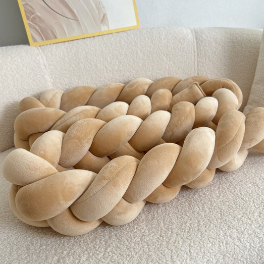 Braided Floor Cushion | Chunky Knit Floor Pillow | Modern Cream Seating | Decorative Home Accent | Brick by Brick