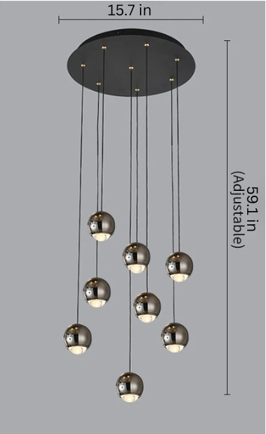 Modern Crystal Pendant Chandelier | H 59.1 - 98.4 in | Black Gold LED Ceiling Light | Luxury Lighting | Brick by Brick