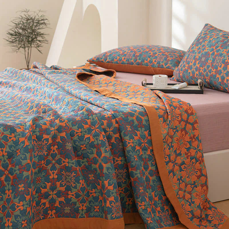 Multi-Use Cotton Gauze Blanket | Quilted Sofa & Bed Cover | Lightweight Four-Season Home Bedding | Brick by Brick