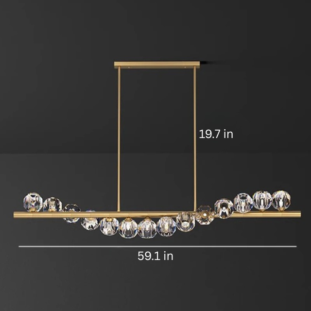 Luxury Modern Pendant Lamp | L31.5-70.8 in x 19.7 in | Ceiling Chandelier with Crystals | Multi-Head LED Lighting | Brick by Brick
